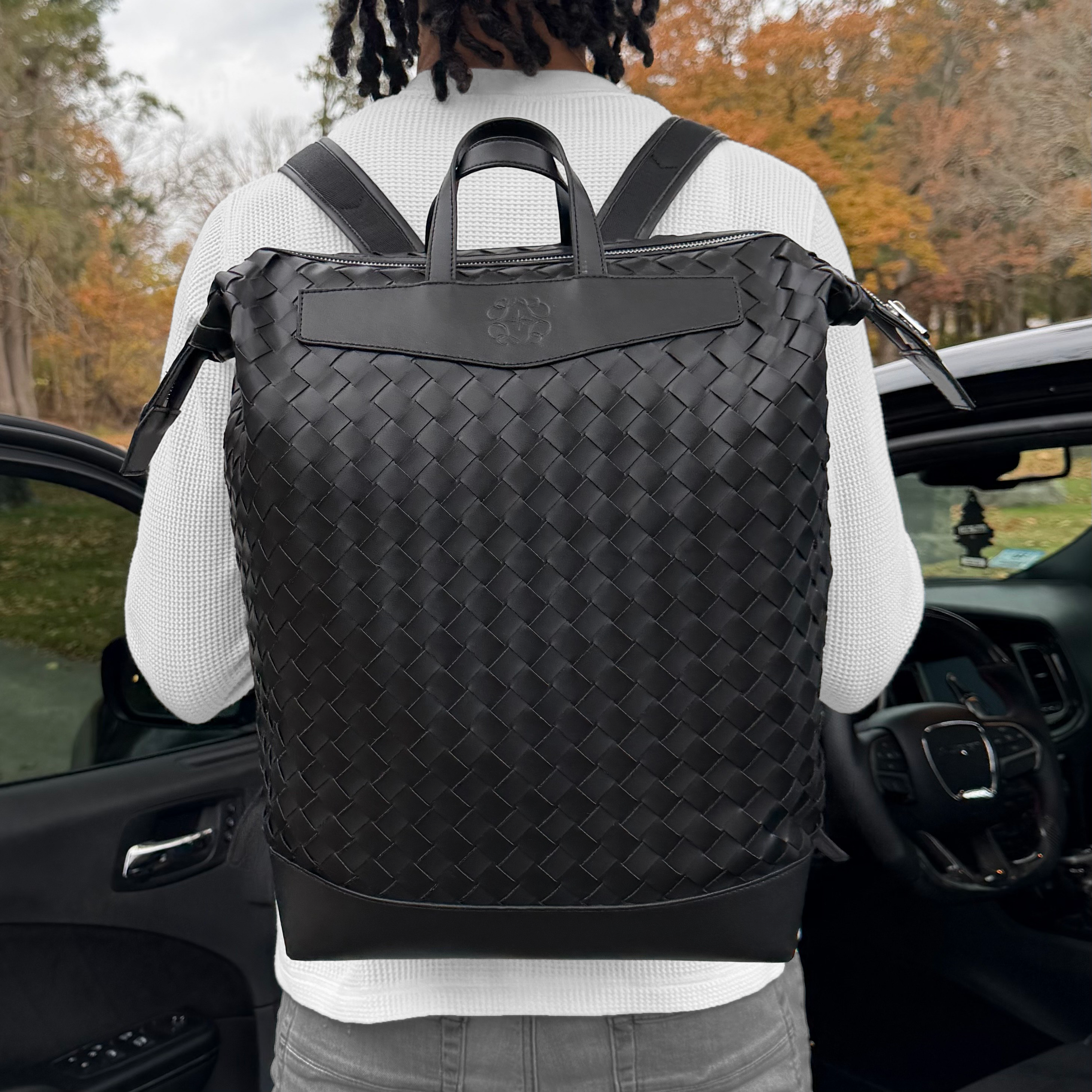 'Intercciato' Leather Backpack